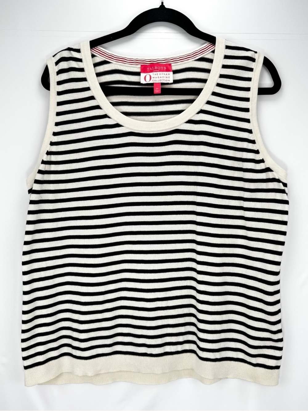 Talbots Black & White Striped Sleeveless Knit Sweater Tank